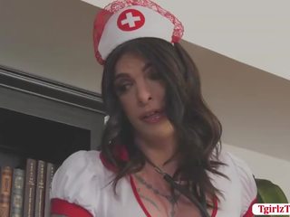 Tattooed Nurse shemale Chelsea Marie missionary anal adult movie